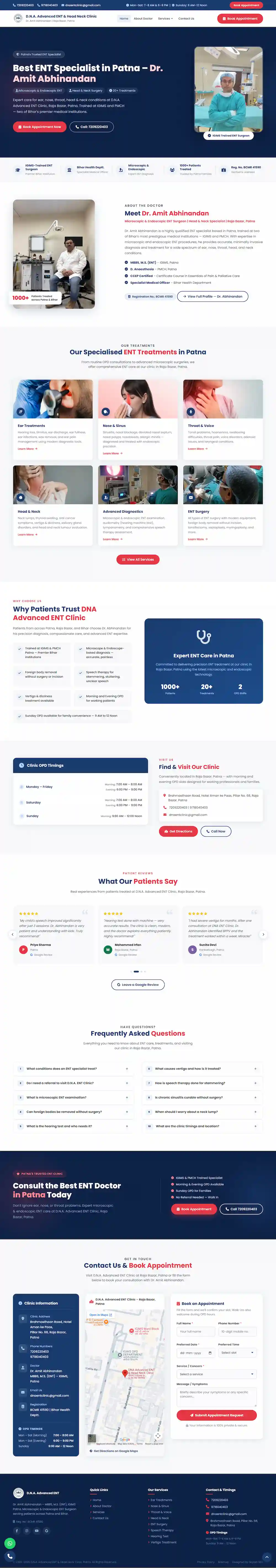 D.N.A. Advanced ENT Clinic website designed by Skylab SEO